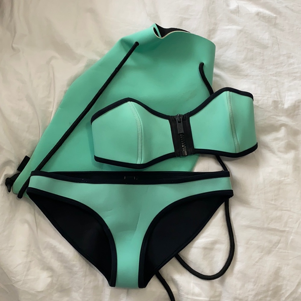 Triangl strapless aqua bathing suit